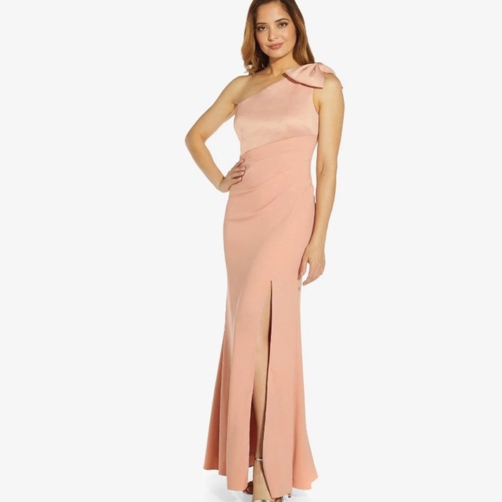 🛑 1 hour sale. NWT. Adriana Papell, size 14, Elegant One-Shoulder Pink Dress